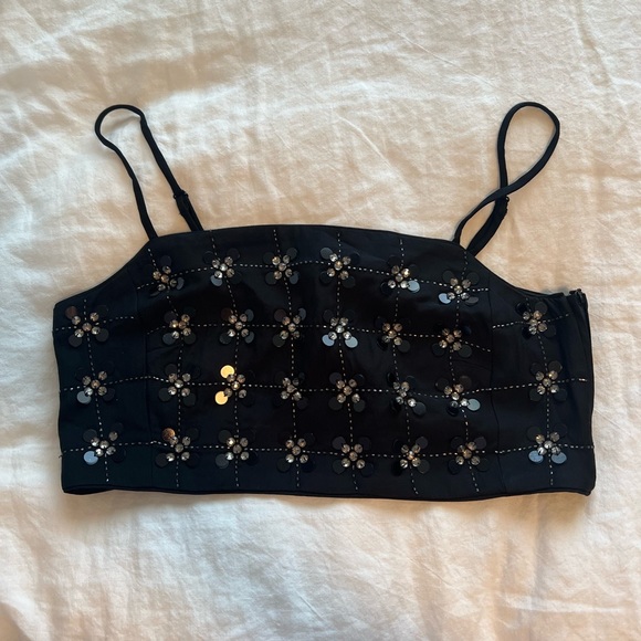 & Other Stories Embroidered Sequin Crop Top | NWT | EU 38 / US 6 - Picture 5 of 6